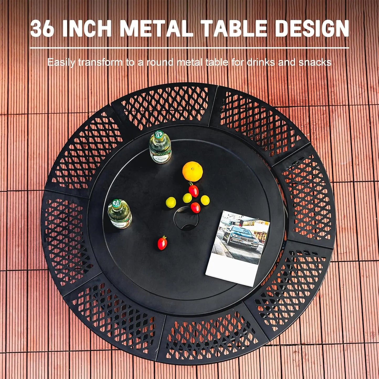 3-in-1 Outdoor Wood Burning Stars Fire Pit with Lid