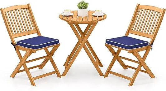 Timeless Acacia Wood Folding Bistro Set