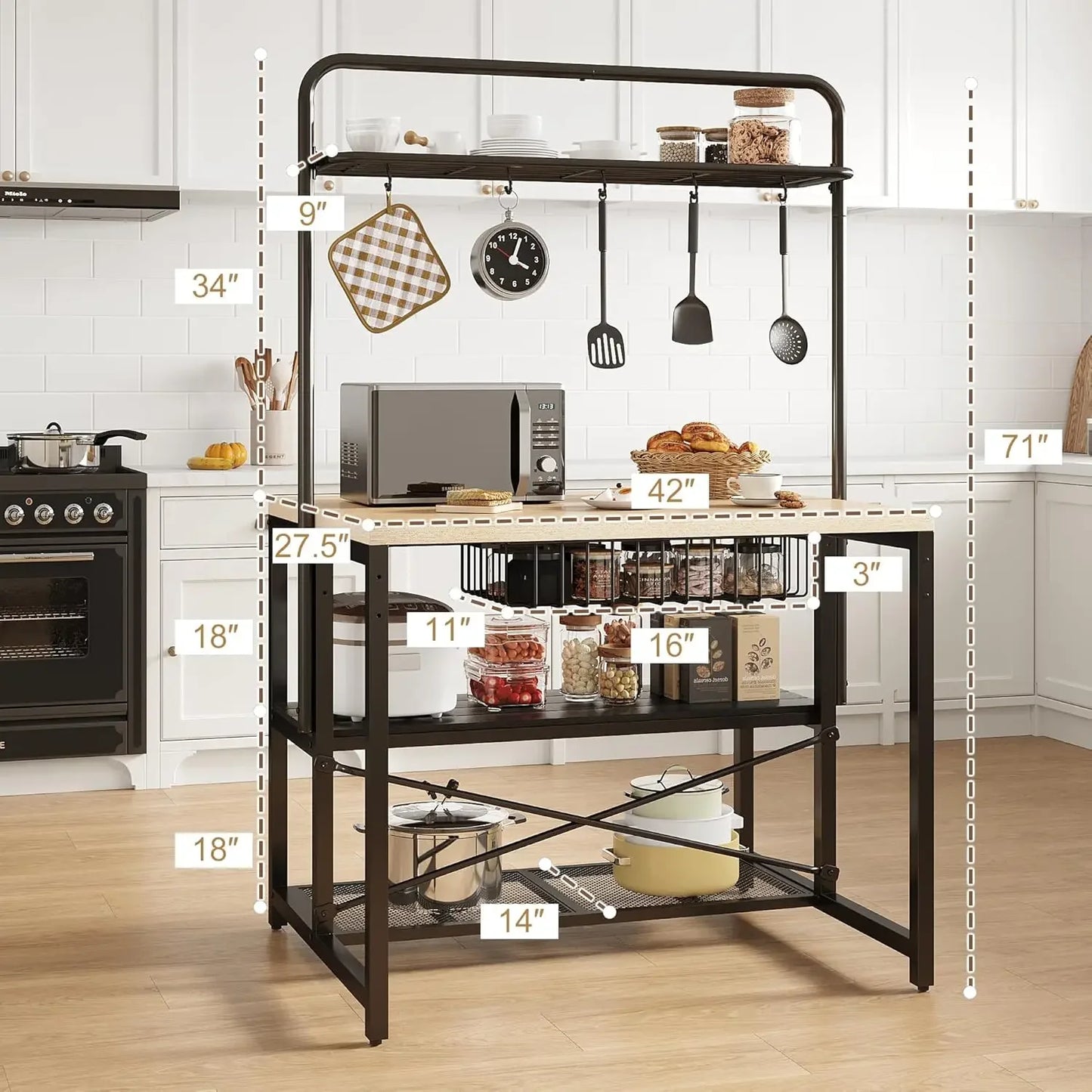 Luxe Cottage Kitchen Island (Bakers Rack, Island Table or Coffee Bar Table)