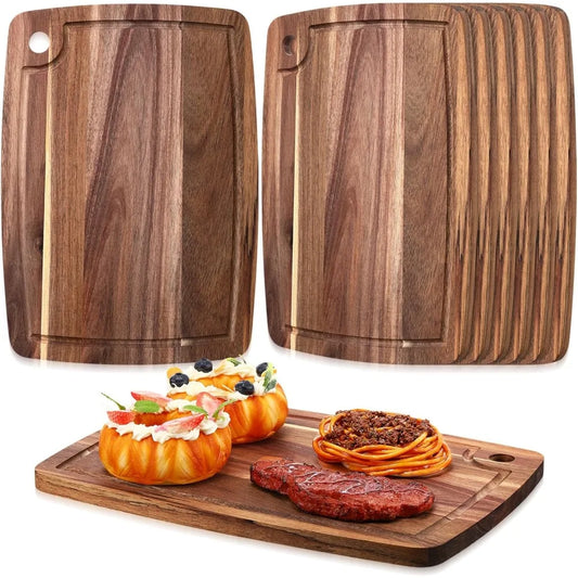 Reversible Gift Set of Acacia Wood Chopping and Serving Tray Set of 6