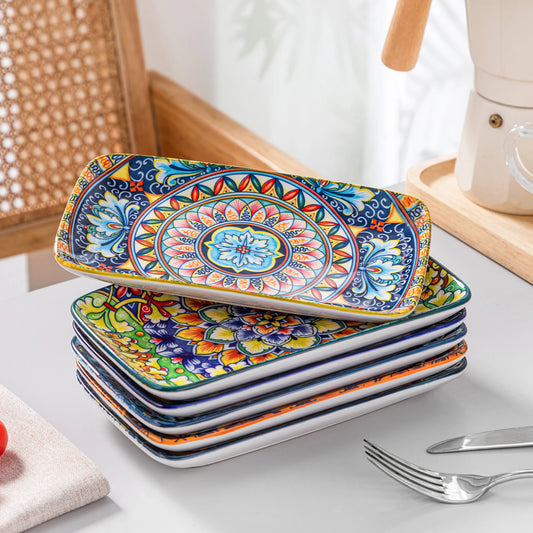 Bohemian Porcelain Rectangular 6 Piece Serving Plate Set