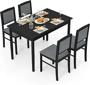 Black Country Chic Charm 5-Piece Dining Set