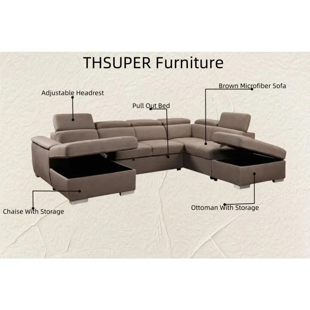 Ultimate Chic 7 Seat Sectional Sofa, Bed Conversion with  Storage