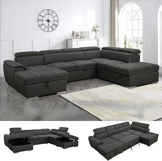 Ultimate Chic 7 Seat Sectional Sofa, Bed Conversion with  Storage