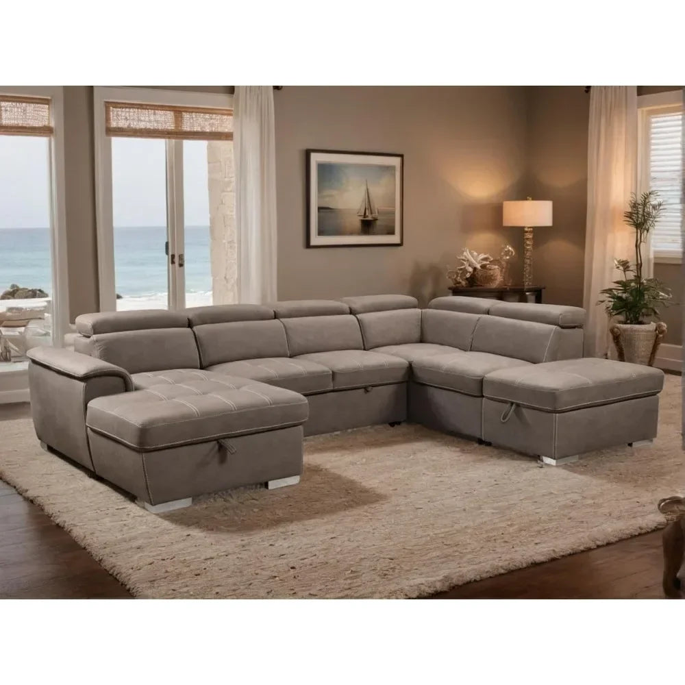 Ultimate Chic 7 Seat Sectional Sofa, Bed Conversion with  Storage