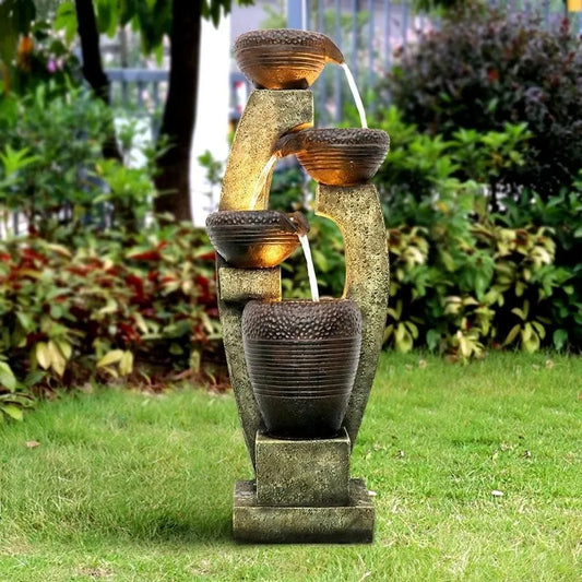 Tranquil Outdoor Fountain w/LED Lights