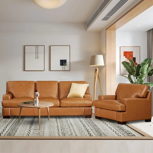 Exquisite Genuine Leather 2 Piece Sofa Set