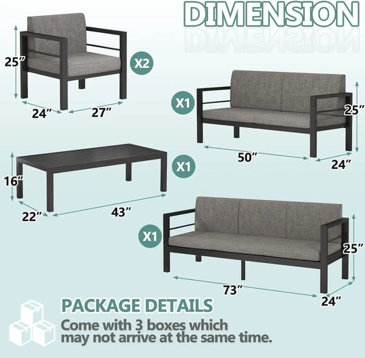 Luxurious 5 piece Sofa Set with Fire Pit Table