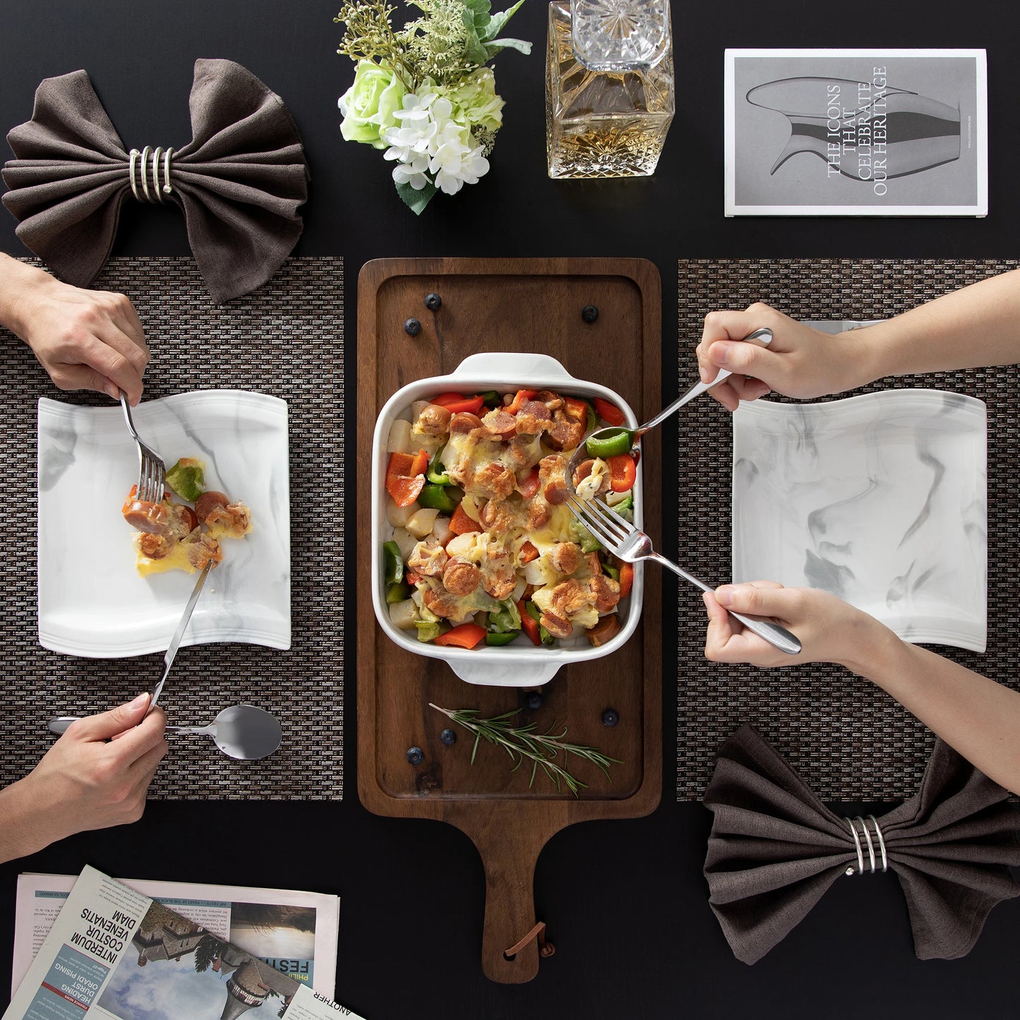 Chic Marble Grey Porcelian Baking Plate