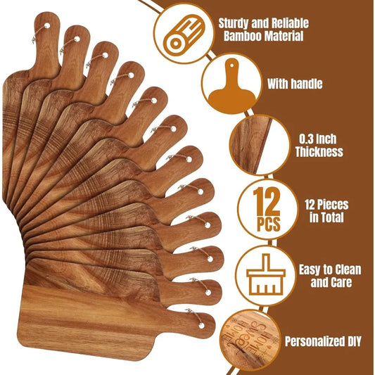 12-Pack of Large Wooden Cutting Boards Gift Bundle