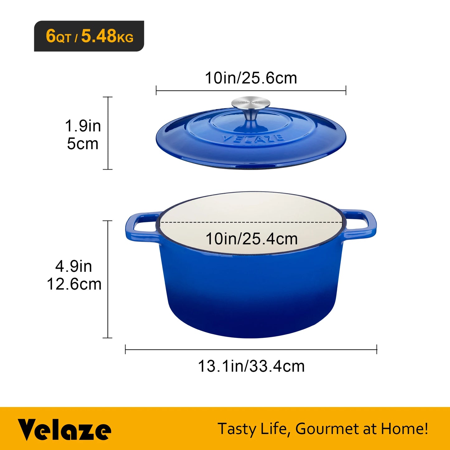 Chef Choice 6Q Dutch Oven in Cast Iron with Non-Stick Enamel