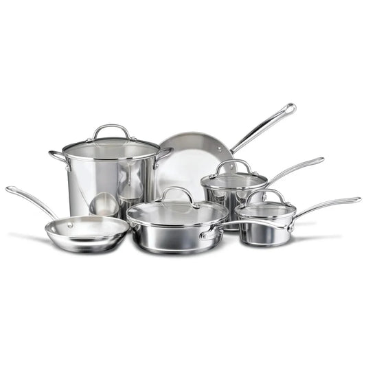 10 Piece Stainless Steel Cookware Set with Glass Lids