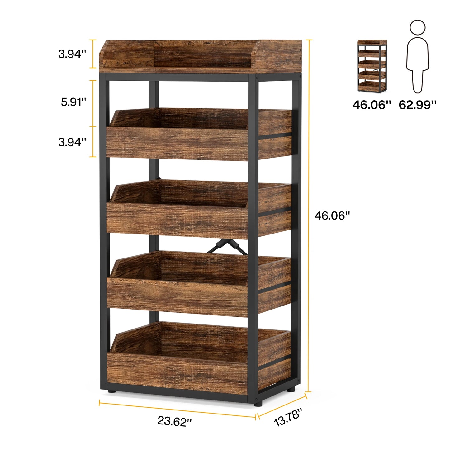 5-Tier Pull-Out Basket Stand, Utility Shelf Organizer
