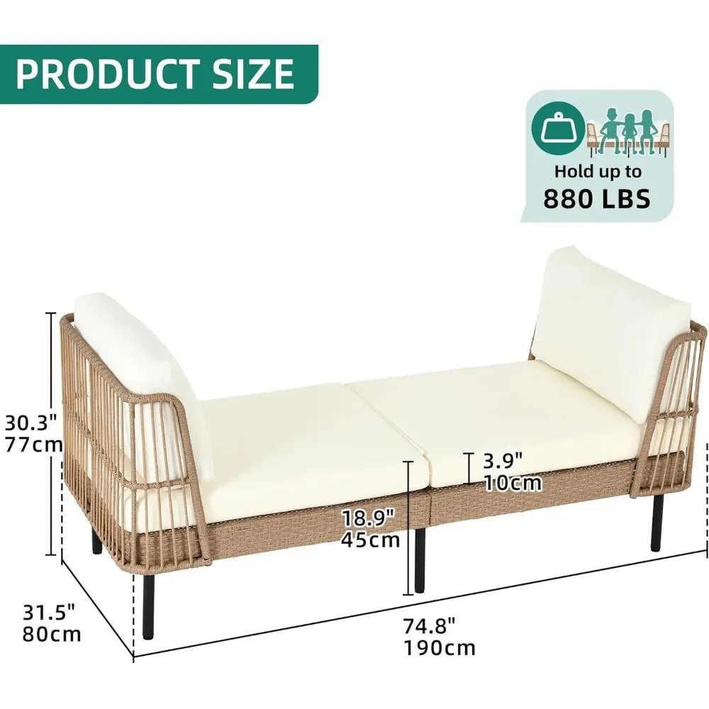 Vintage Wicker Oversized Chase Convertable Lounge Sofa, daybed