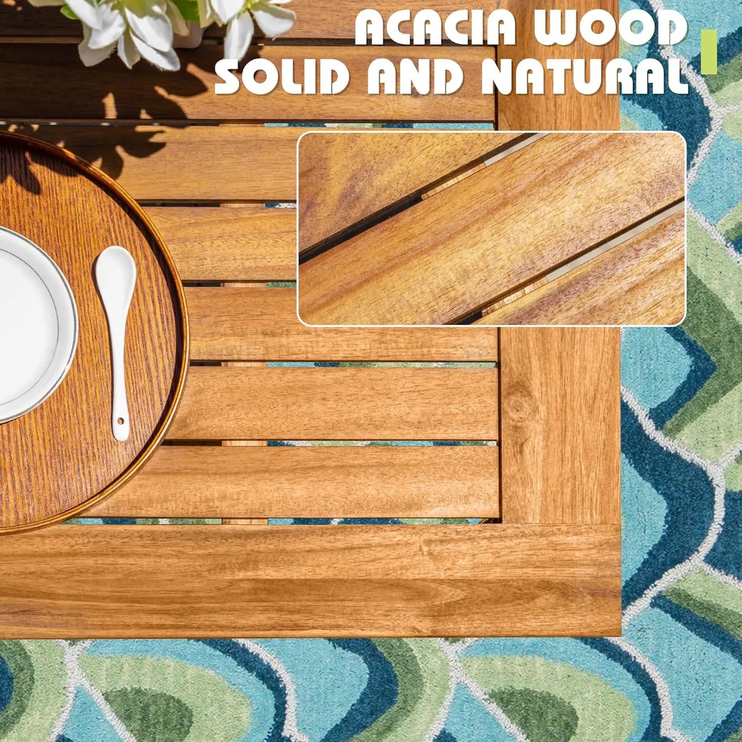 Luxe Country Charm 5 Piece Acacia Wood 5 piece table set