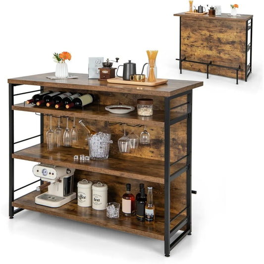Inviting Multi-purpose Country Chic 4 Tier Bar Table with Footrest