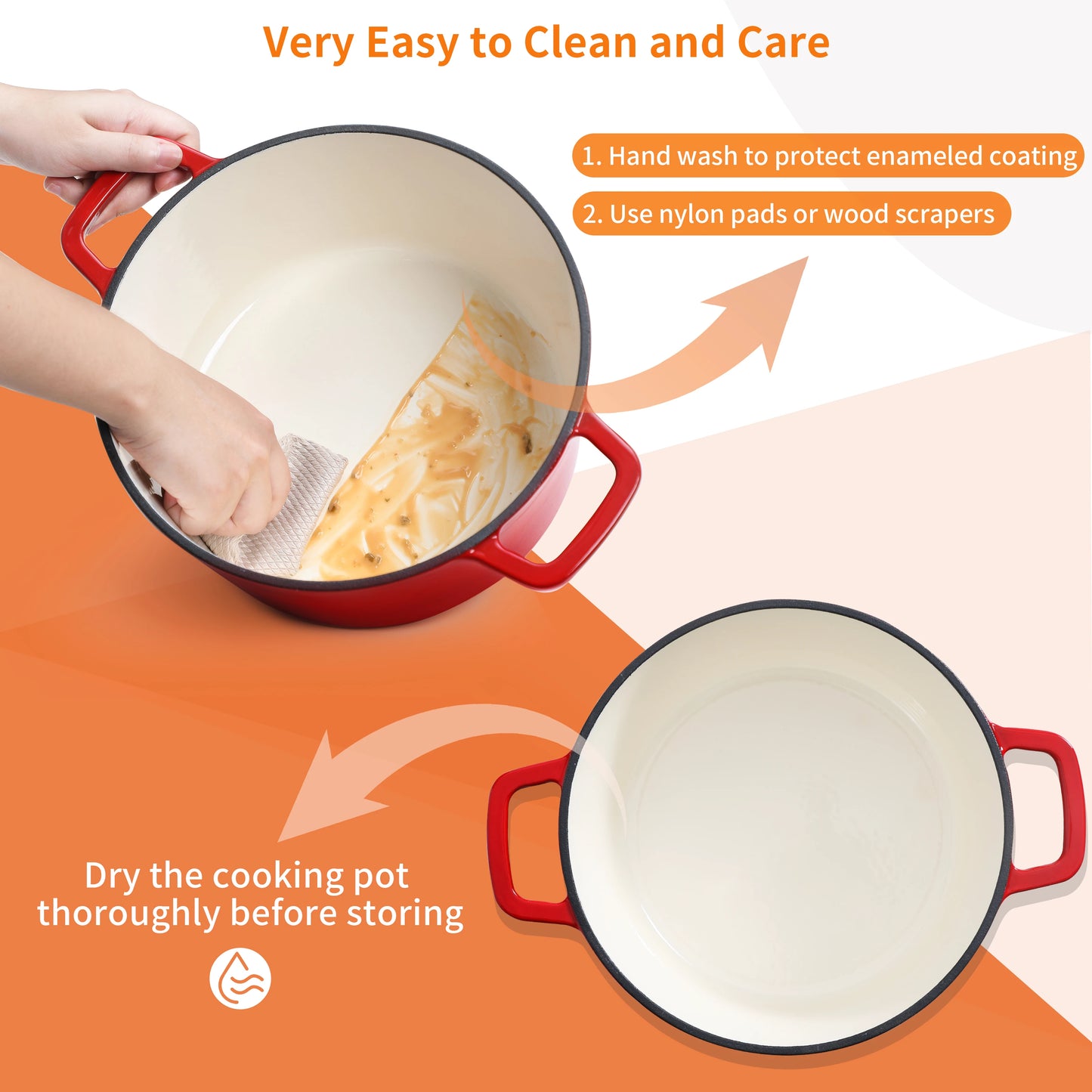 Chef Choice 6Q Dutch Oven in Cast Iron with Non-Stick Enamel