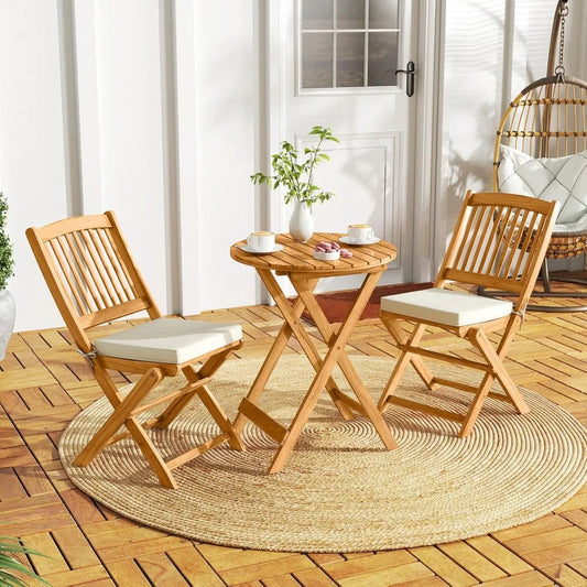 Timeless Acacia Wood Folding Bistro Set