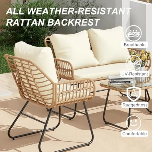 Cozy Retreat 4-Piece Outdoor Rattan Patio Bistro Set