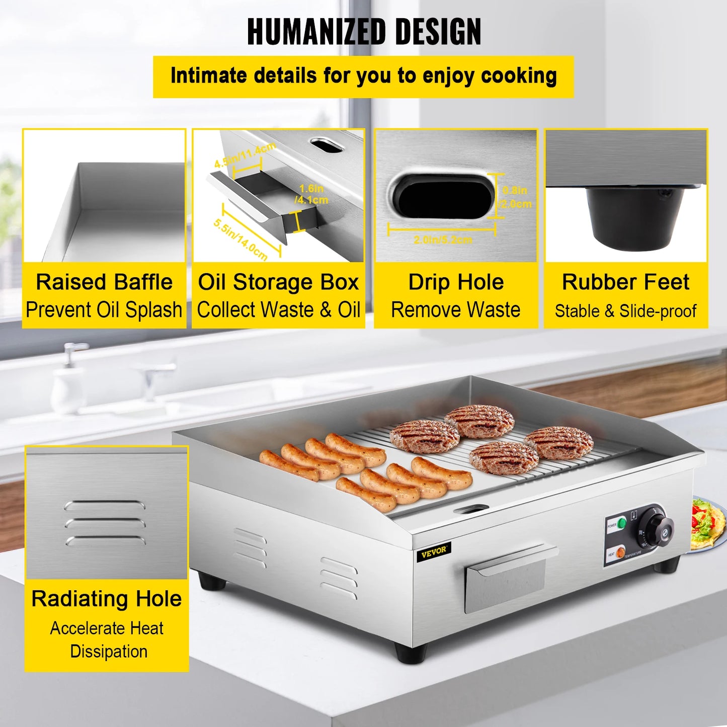 Countertop Stainless Steel Teppanyaki Flat Top Grill Commercial