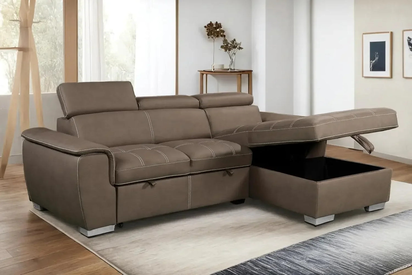 Ultimate Chic 7 Seat Sectional Sofa, Bed Conversion with  Storage