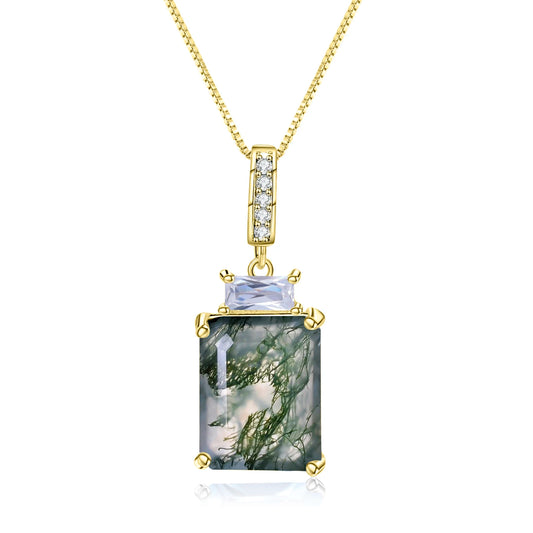 Sophisticated Luxe Gemstone Pendant Necklace in 925 Sterling Silver
