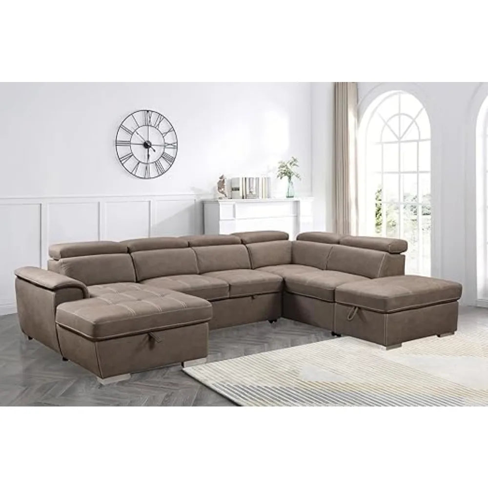 Ultimate Chic 7 Seat Sectional Sofa, Bed Conversion with  Storage