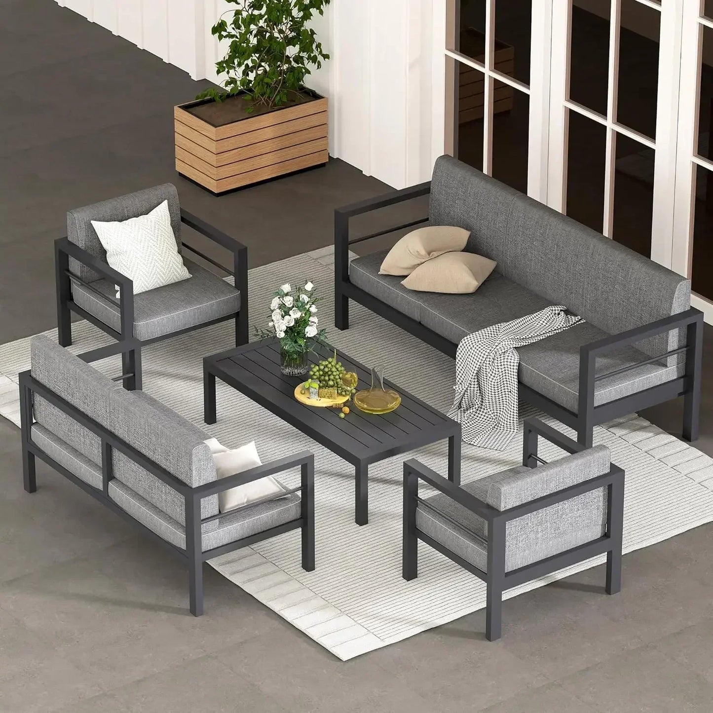 Luxurious 5 piece Sofa Set with Fire Pit Table