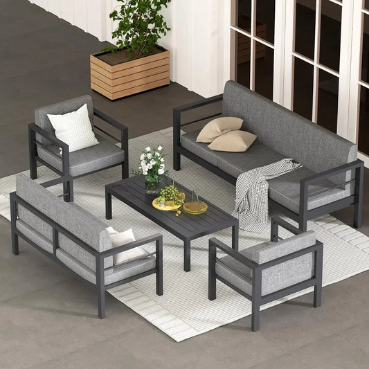 Luxurious 5 piece Sofa Set with Fire Pit Table