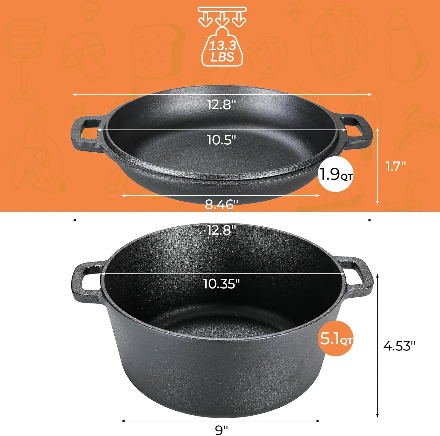 Vintage 2-in-1 Cast Iron Dutch Oven