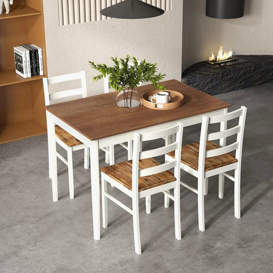Cherry Brown Country Chic Charm 5-Piece Dining Set