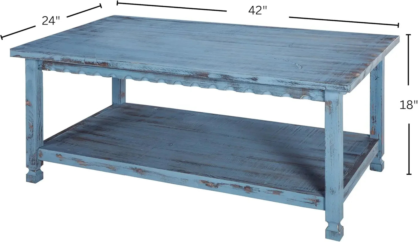 Rustic Antique Farmhouse Pine Wood Coffee Table