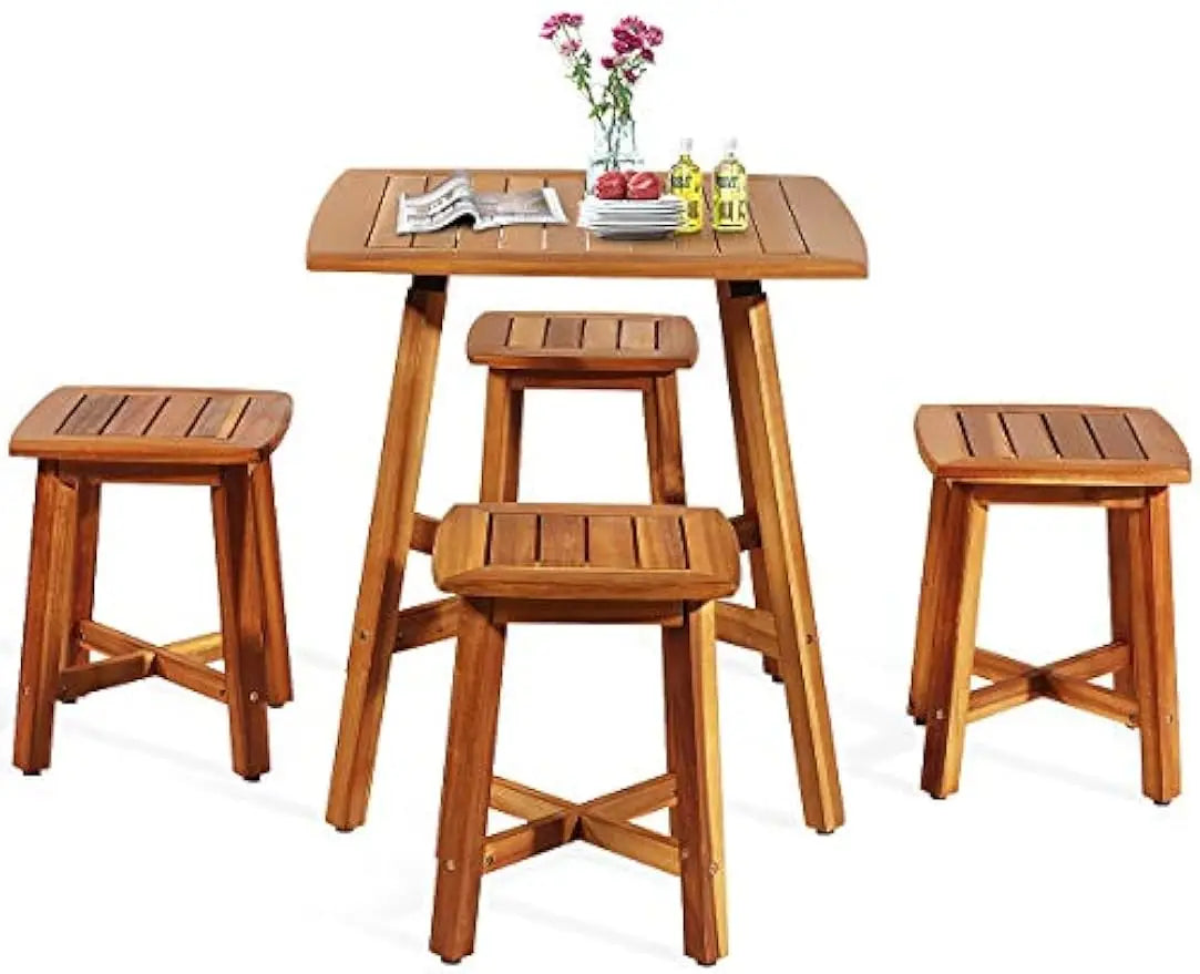 Charming 5 Pieces Aracia Wooden Patio Dining Set