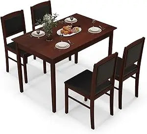 Cherry Brown Country Chic Charm 5-Piece Dining Set