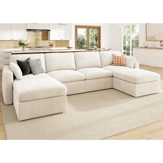 Country Charm Grey Chic Sectional Couch, Hidden Storage