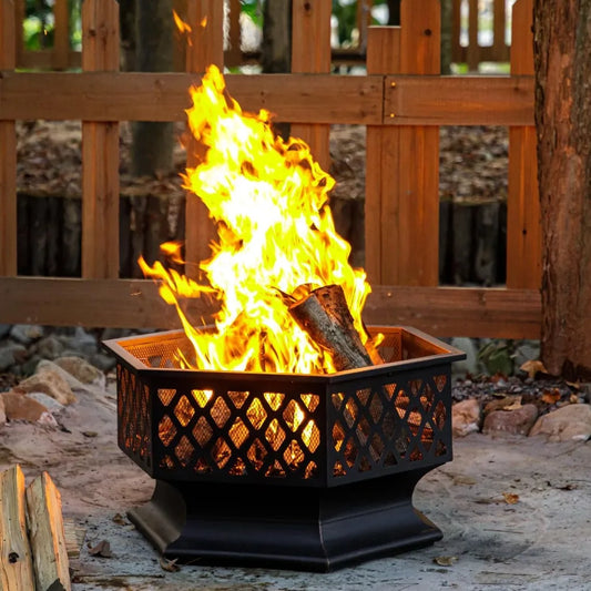 Hexagon Shaped Wood Burning Firepit