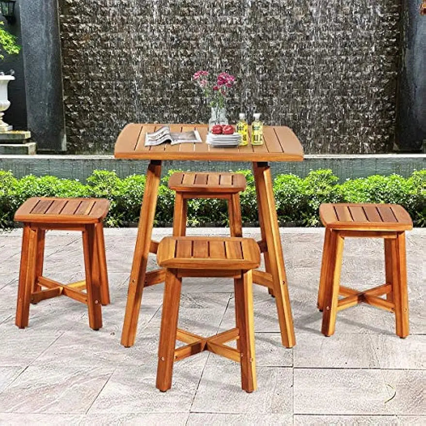 Charming 5 Pieces Aracia Wooden Patio Dining Set