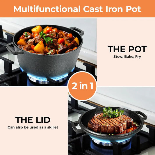 Vintage 2-in-1 Cast Iron Dutch Oven