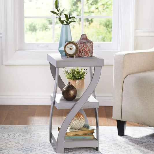 Distressed Twisted Wood Accent Table