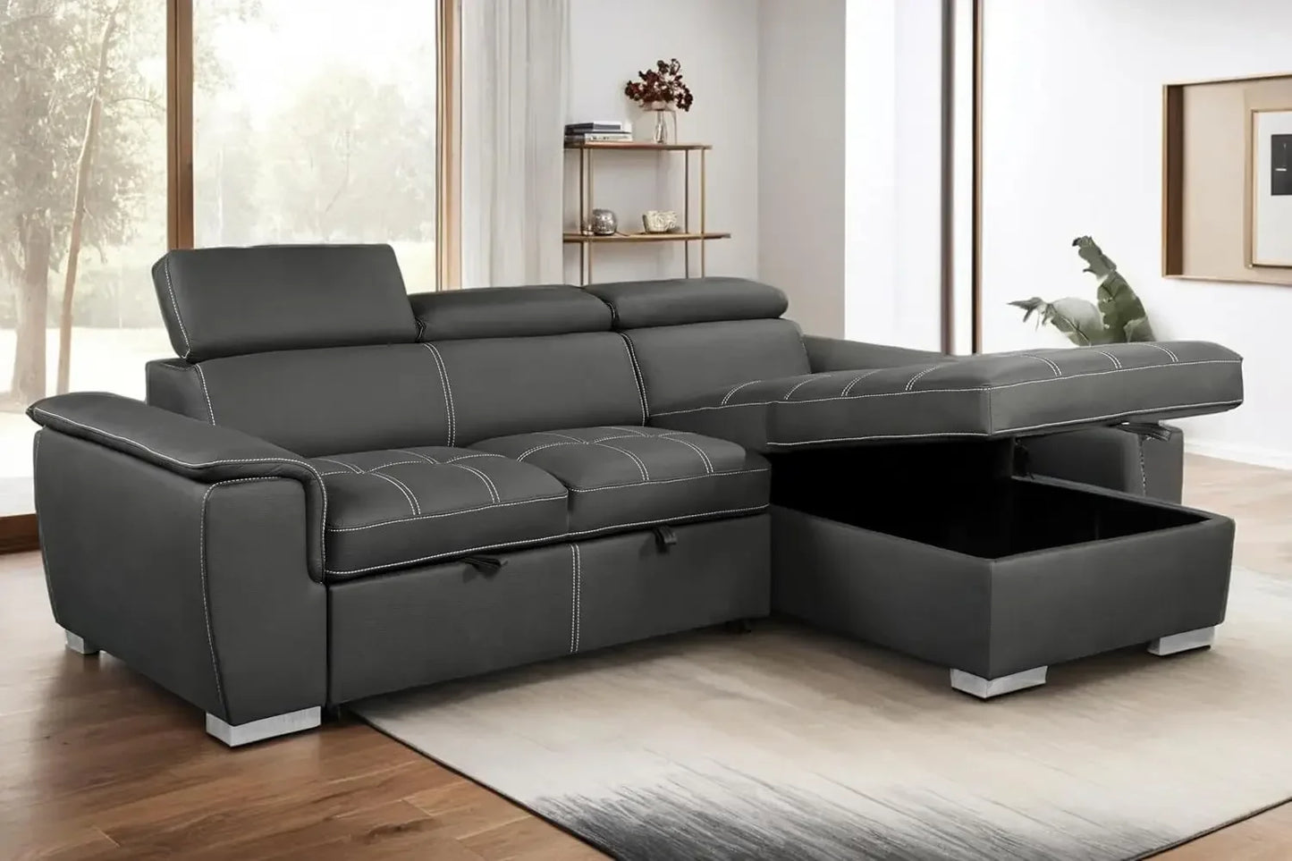 Ultimate Chic 7 Seat Sectional Sofa, Bed Conversion with  Storage