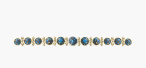 Summer Nights Turquoise & Diamond Bracelet in 14K Yellow Gold Plated Sterling Silver