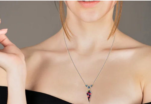 Fearless Turquoise Diamond Necklace in 14K Yellow Gold Plated Sterling Silver