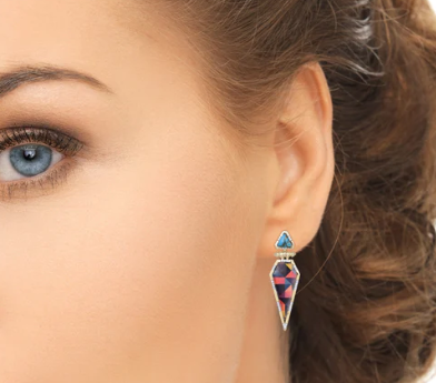 Fearless Turquoise Diamond Earrings in 14K Yellow Gold Plated Sterling Silver