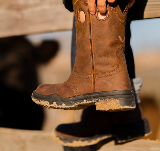 Rustic Chic Girl Leather Round Toe Boots, Tuff Rider
