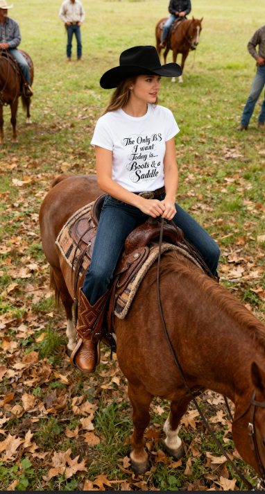 Country Chic Women's Softstyle Tee for Horse Lovers