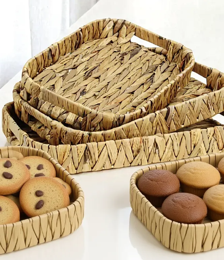 Chic Rectangular Basket Tray Set