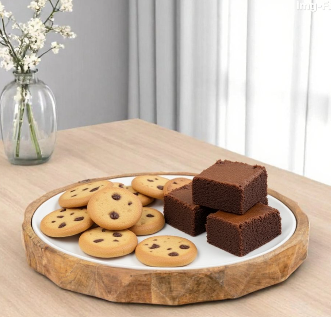 Marble And Solid Wood Round Cheese Board