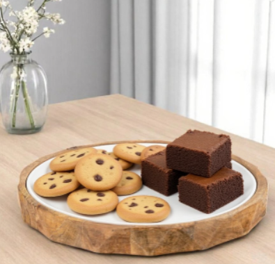 Marble And Solid Wood Round Cheese Board