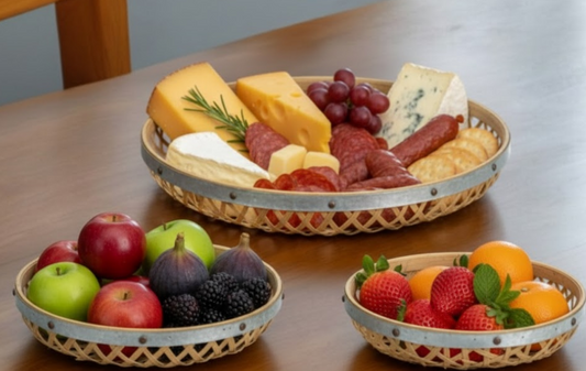 Rustic Charm Solid Wood Serving Tray Set