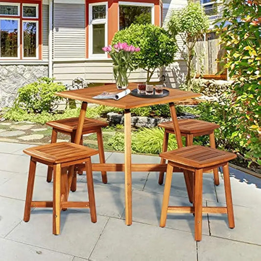 Charming 5 Pieces Aracia Wooden Patio Dining Set